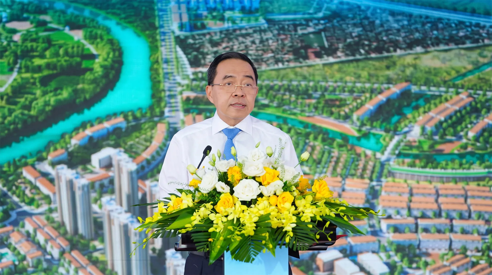 Ông Phạm Thiếu Hoa – Chủ tịch HĐQT Công ty Cổ phần Vinhomes, thành viên Tập đoàn Vingroup, đại diện liên danh nhà đầu tư phát biểu tại sự kiện