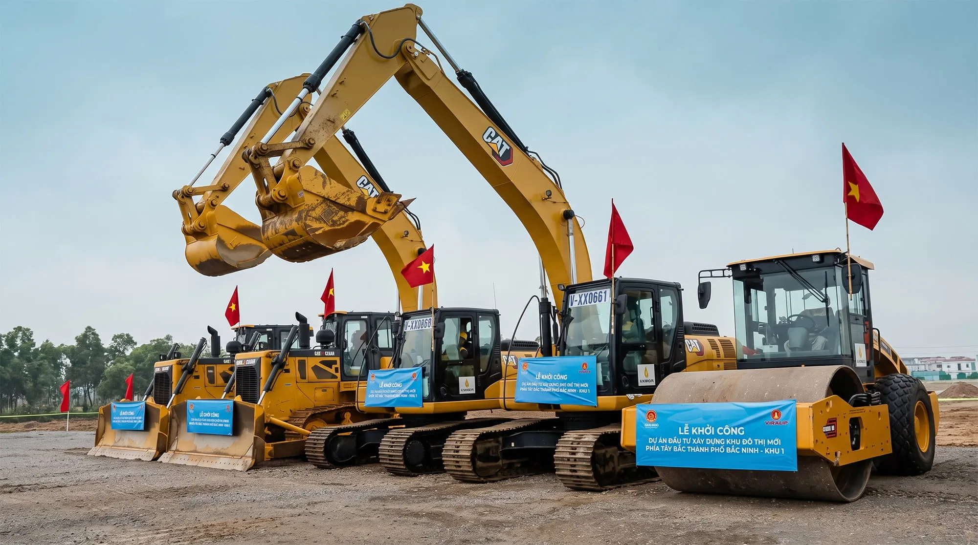 Máy móc thiết bị chuẩn bị khởi công dự án Vinhomes King Park