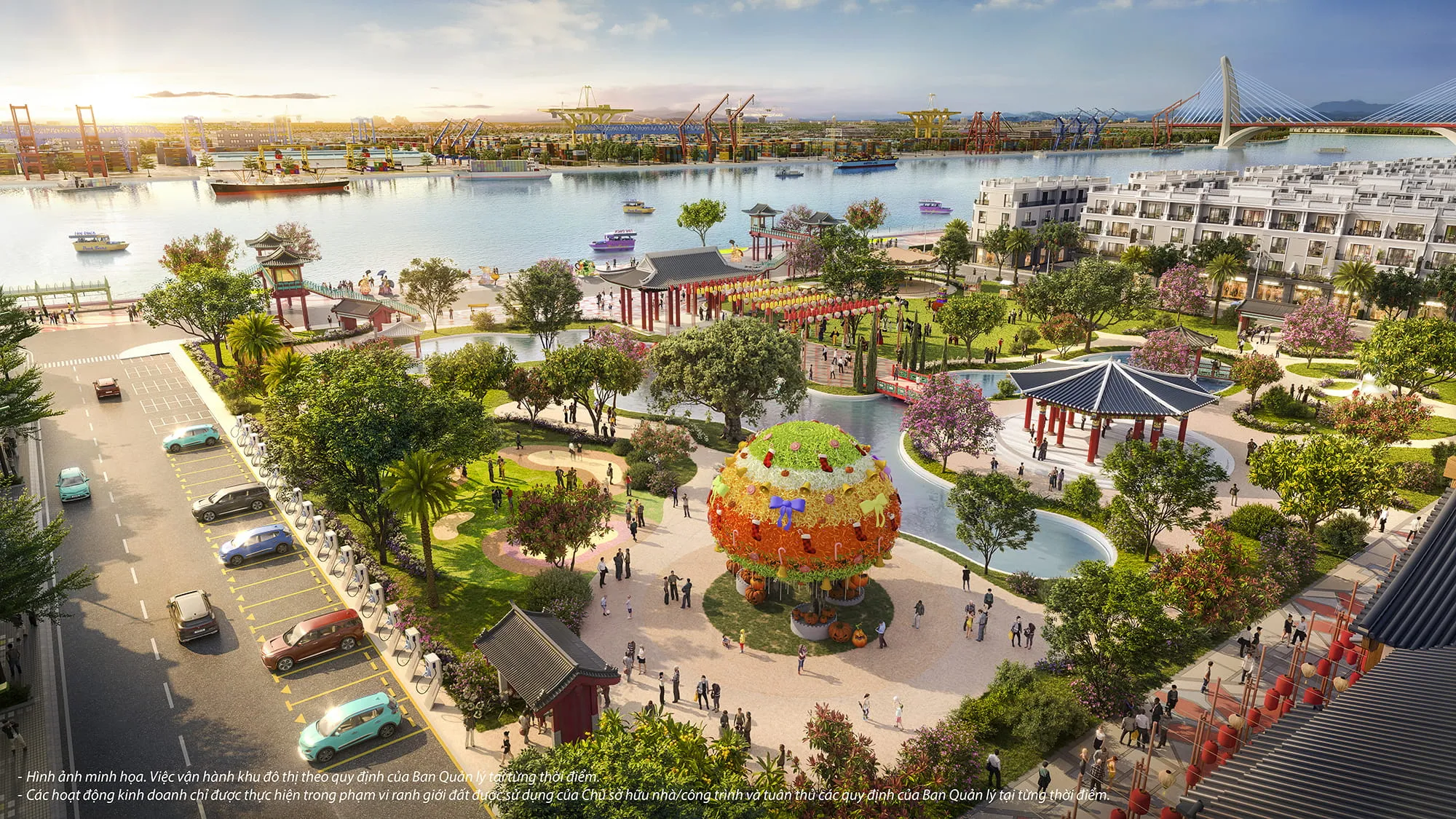 Phối cảnh công viên ven sông Cầu tại Vinhomes King Park