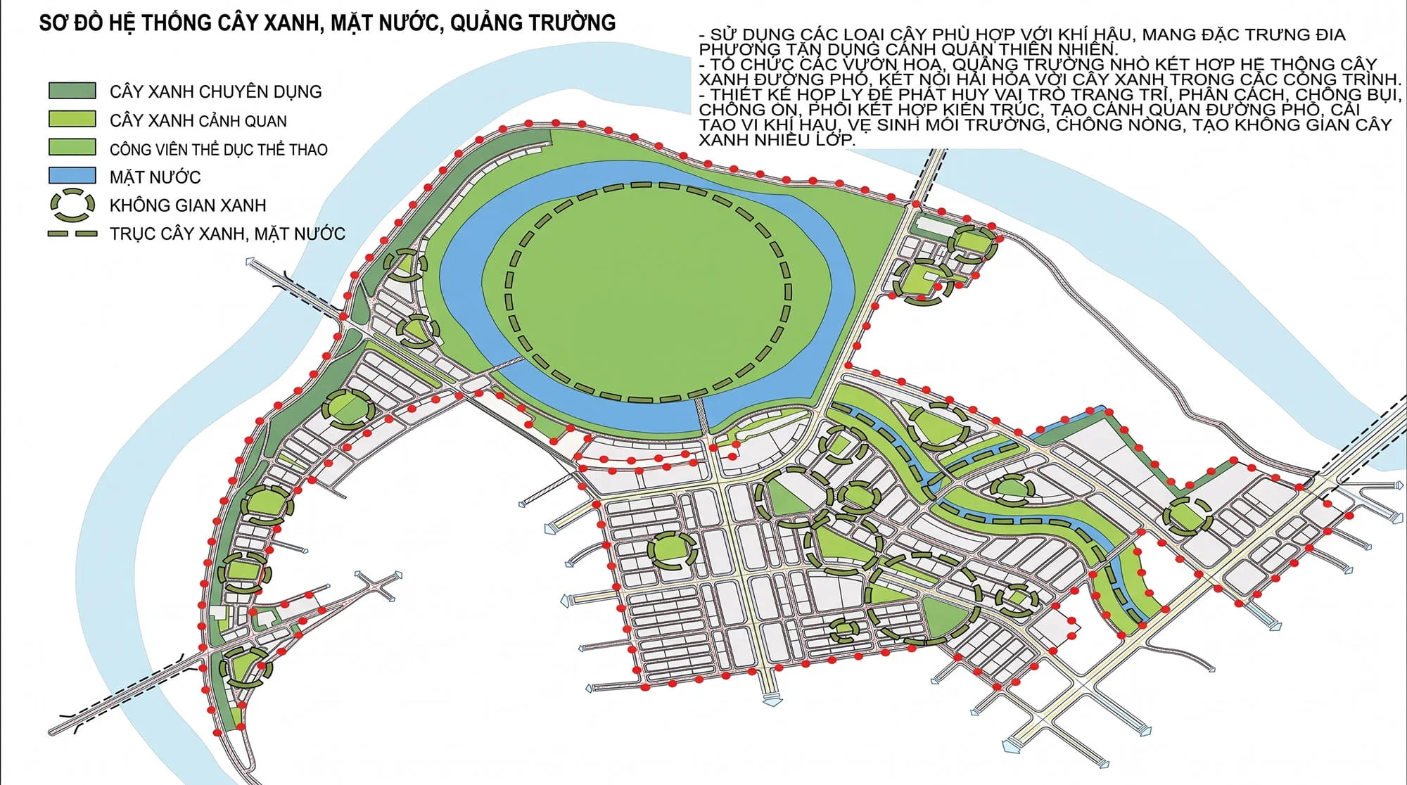 Quy hoạch hệ thống cây xanh và mặt nước tại Vinhomes King Park